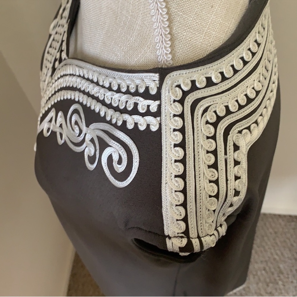 Alfani Size 0X Sleeveless Gray & Ivory Embroidered Detail Shift Dress Coastal - Picture 13 of 15